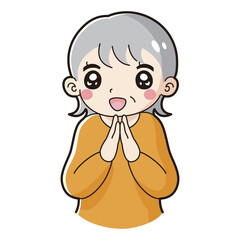 ときめくシニア女性のイラスト