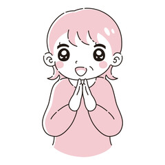 ときめくシニア女性のイラスト