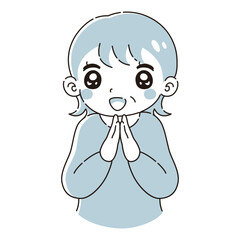 ときめくシニア女性のイラスト