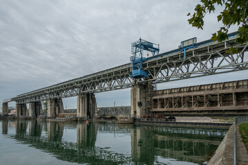Obraz premium A weir to control river flow of the Rhine River in Maerkt, Germany.