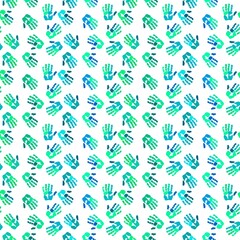 Fototapeta premium Handprint seamless team work pattern for school and kids and wrapping paper and notebooks and clothes print