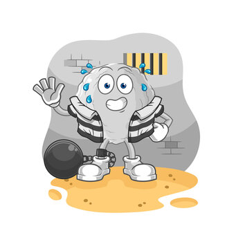 cartoon brain character in prison clip art preview