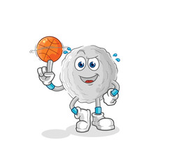 rock playing basket ball mascot. cartoon vector