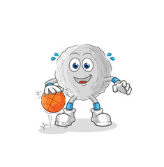 rock dribble basketball character. cartoon mascot vector