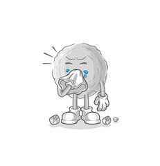 rock blowing nose character. cartoon mascot vector