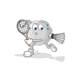 rock playing badminton illustration. character vector