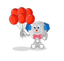 rock clown with balloons vector. cartoon character