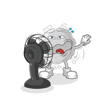 recommend clip art: rock with the fan character. cartoon mascot vector