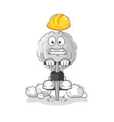 rock drill the ground cartoon character vector