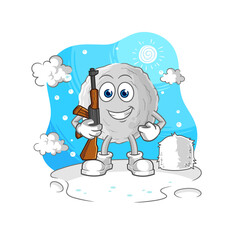 rock soldier in winter. character mascot vector