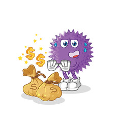 spiky ball refuse money illustration. character vector
