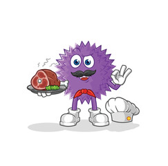 spiky ball chef with meat mascot. cartoon vector