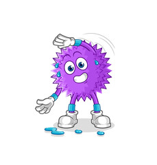 spiky ball stretching character. cartoon mascot vector