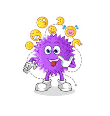 spiky ball laugh and mock character. cartoon mascot vector