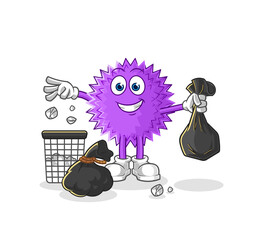 spiky ball Throw garbage mascot. cartoon vector