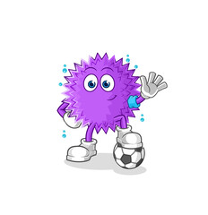 spiky ball playing soccer illustration. character vector