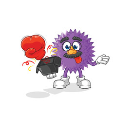 spiky ball playing video games. cartoon character