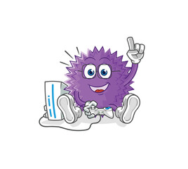 spiky ball studying mascot. cartoon vector