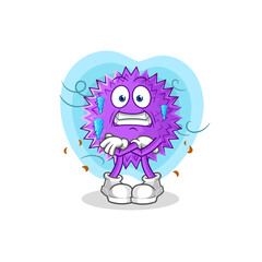 spiky ball hold finish flag. cartoon mascot vector