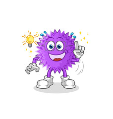 spiky ball got an idea cartoon. mascot vector