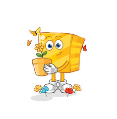gold with a flower pot. character vector