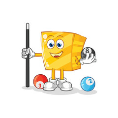 gold plays billiard character. cartoon mascot vector