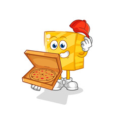 gold pizza delivery boy vector. cartoon character