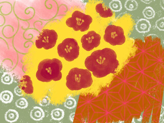 abstract floral background, Japanese patterns with flowers, artistic illustration,