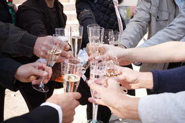 Group of people toasting with champagne