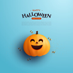 Halloween background with a big pumpkin in the center.