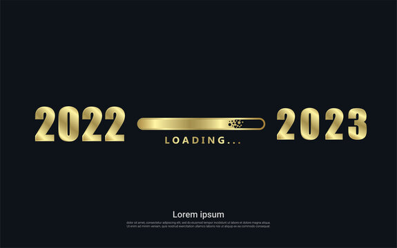 Happy new 2023 year with gold loading background	
