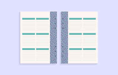 Page template for daily planning, important dates or notes,