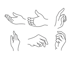 Obraz premium hand gestures set line illustration