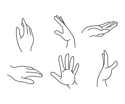 hand gestures set line illustration