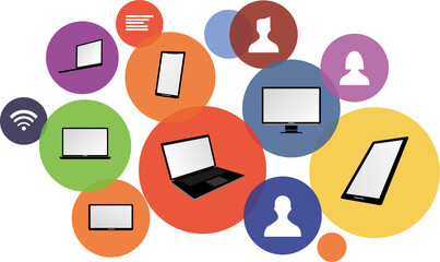 various icons in the circle