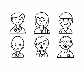 different style of people character icons line illustration
