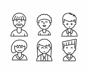 different style of people character icons line illustration