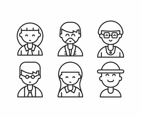 different style of people character icons line illustration