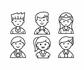 different style of people character icons line illustration
