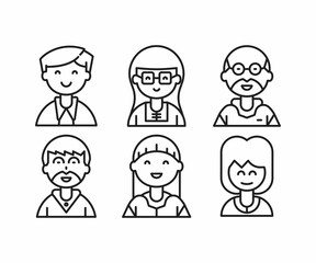different style of people character icons line illustration