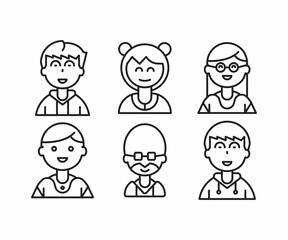 different style of people character icons line illustration