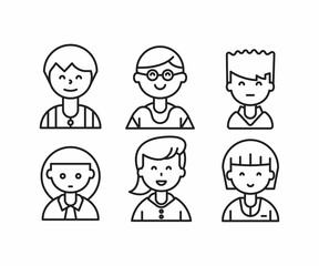 different style of people character icons line illustration