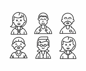different style of people character icons line illustration