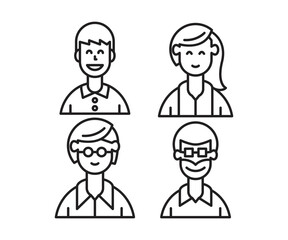 different people avatars and character icons illustration line style