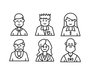 different people avatars and character icons illustration line style