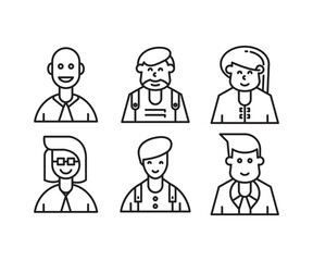different people avatars and character icons illustration line style
