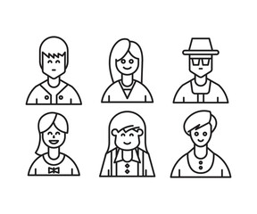 different people avatars and character icons illustration line style