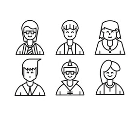different people avatars and character icons illustration line style