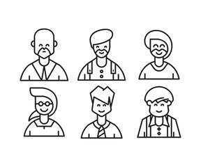 different people avatars and character icons illustration line style