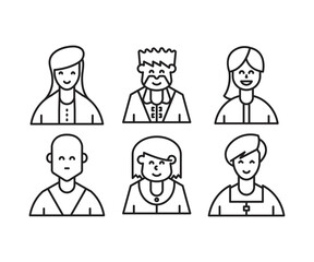 different people avatars and character icons illustration line style